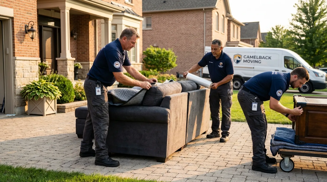 Large estate moving crew wrapping furniture in Altus, OK
